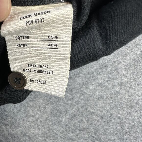 Buck Mason Shirt Mens Large Black Short Sleeve Button Up Pocket Collared Casual - Picture 6 of 10